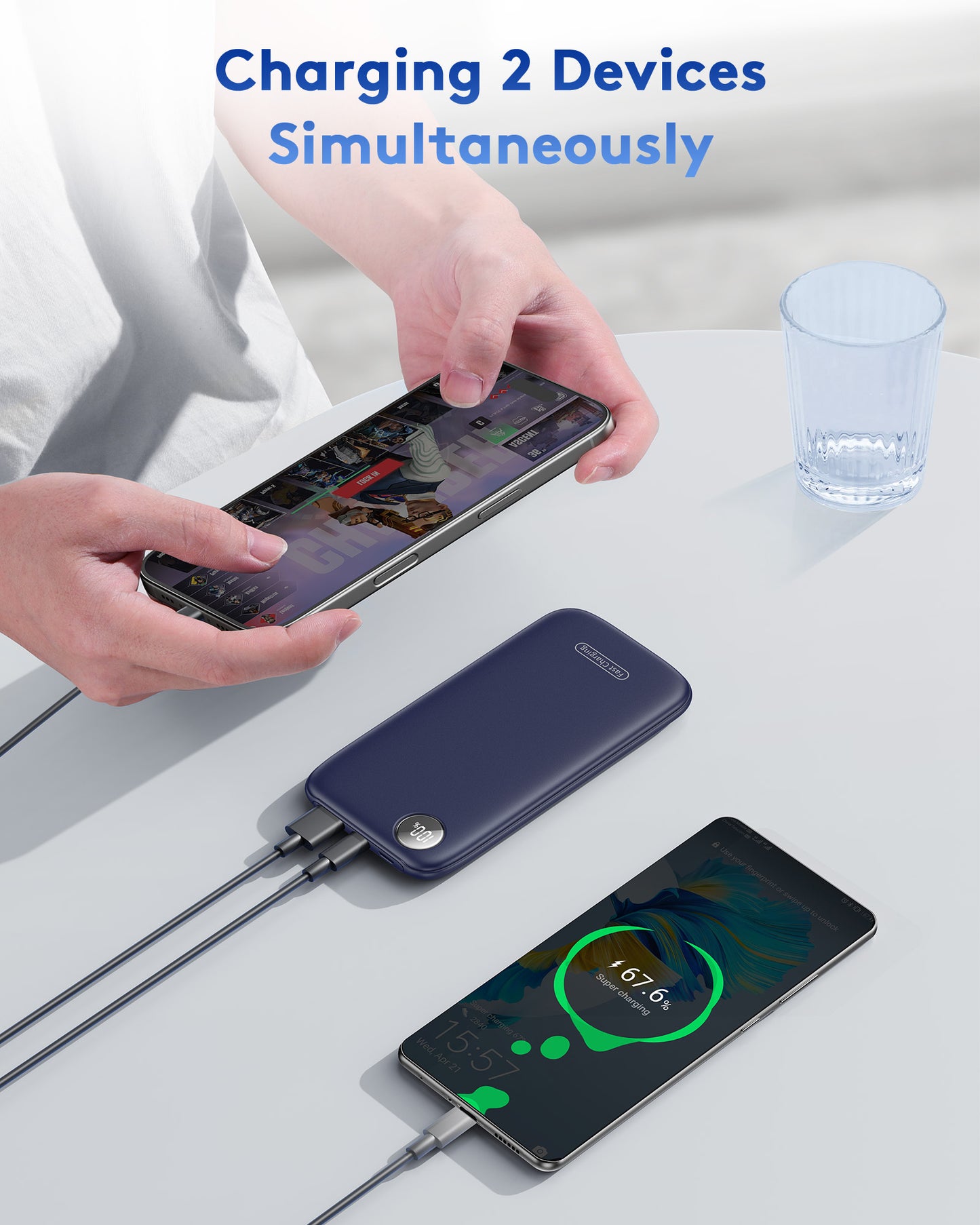 Btootos Fast Charging Power Bank, 10000mah Portable Charger for iPhone, 22.5W USB C in&Out Battery Pack Phone Charger Portable, Slim Powerbank for iPhone 17/16/15 Series, Samsung, Google,Android
