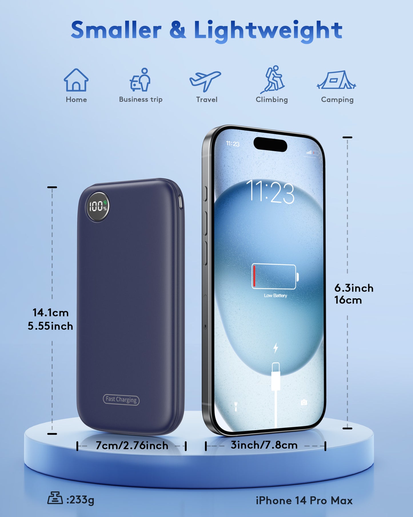Btootos Fast Charging Power Bank, 10000mah Portable Charger for iPhone, 22.5W USB C in&Out Battery Pack Phone Charger Portable, Slim Powerbank for iPhone 17/16/15 Series, Samsung, Google,Android