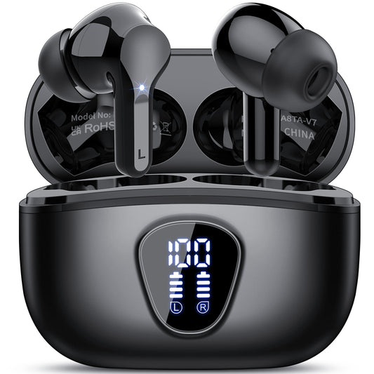Wireless Earbuds, Bluetooth 5.4 Headphones HiFi Stereo, Bluetooth Earbuds With ENC Noise Cancelling Mic, IP7 Waterproof in Ear Earphones,48H, LED Display Ear buds for Pad Phones Workout Sports