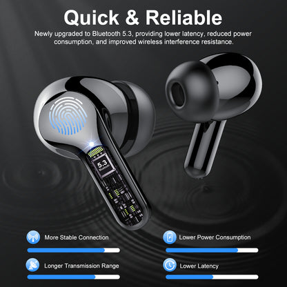 Wireless Earbuds, Bluetooth 5.4 Headphones HiFi Stereo, Bluetooth Earbuds With ENC Noise Cancelling Mic, IP7 Waterproof in Ear Earphones,48H, LED Display Ear buds for Pad Phones Workout Sports