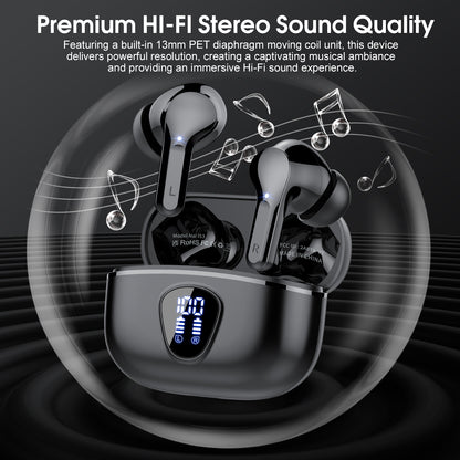 Wireless Earbuds, Bluetooth 5.4 Headphones HiFi Stereo, Bluetooth Earbuds With ENC Noise Cancelling Mic, IP7 Waterproof in Ear Earphones,48H, LED Display Ear buds for Pad Phones Workout Sports
