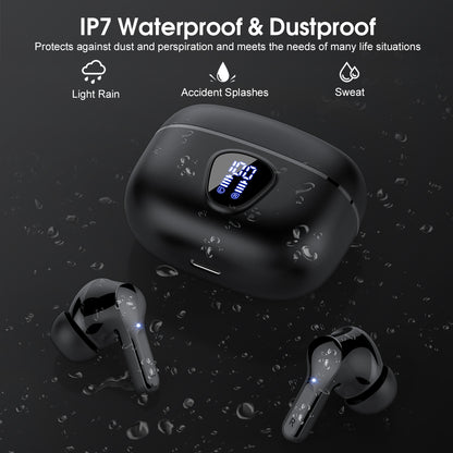 Wireless Earbuds, Bluetooth 5.4 Headphones HiFi Stereo, Bluetooth Earbuds With ENC Noise Cancelling Mic, IP7 Waterproof in Ear Earphones,48H, LED Display Ear buds for Pad Phones Workout Sports