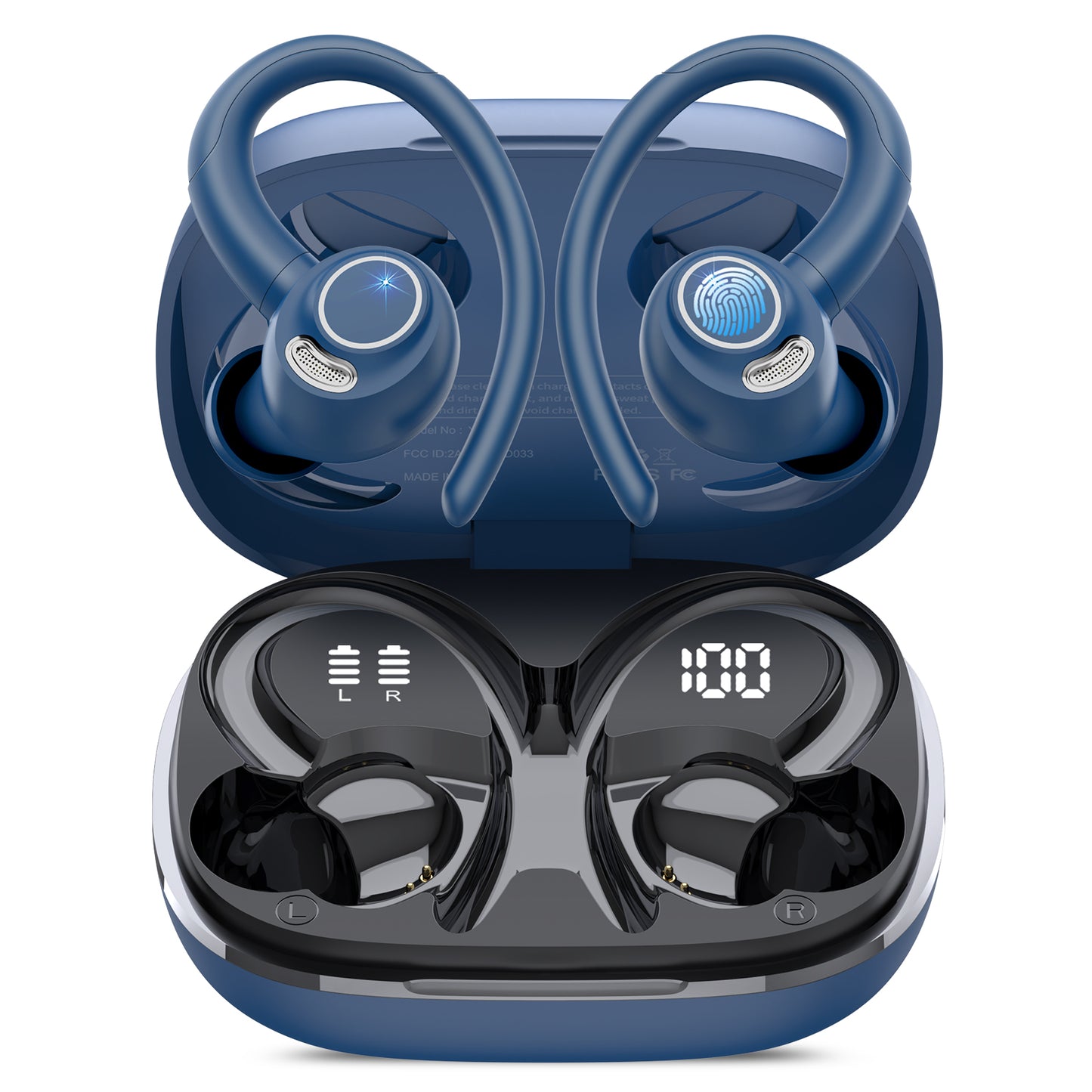 Wireless Earbuds, Bluetooth 5.4 Headphones Sport, Over Ear Buds With ENC Noise Cancelling Mic, 48H, Wireless Earphone With Earhooks, Stereo Deep Bass, IP7 Waterproof ear bud for Workout Running