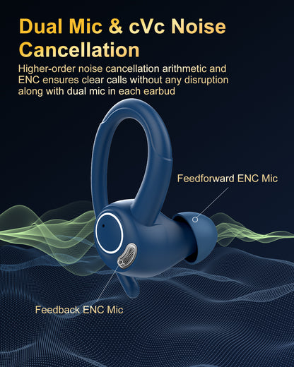 Wireless Earbuds, Bluetooth 5.4 Headphones Sport, Over Ear Buds With ENC Noise Cancelling Mic, 48H, Wireless Earphone With Earhooks, Stereo Deep Bass, IP7 Waterproof ear bud for Workout Running