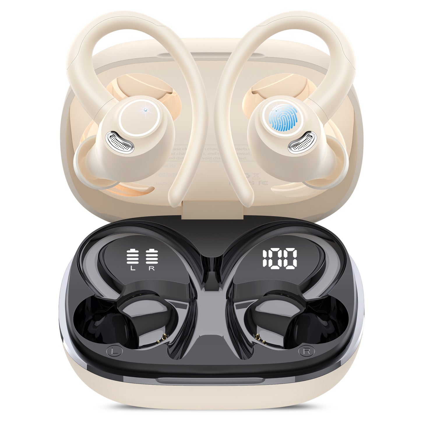 Wireless Earbuds, Bluetooth 5.4 Headphones Sport, Over Ear Buds With ENC Noise Cancelling Mic, 48H, Wireless Earphone With Earhooks, Stereo Deep Bass, IP7 Waterproof ear bud for Workout Running
