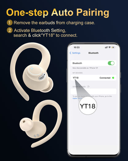 Wireless Earbuds, Bluetooth 5.4 Headphones Sport, Over Ear Buds With ENC Noise Cancelling Mic, 48H, Wireless Earphone With Earhooks, Stereo Deep Bass, IP7 Waterproof ear bud for Workout Running