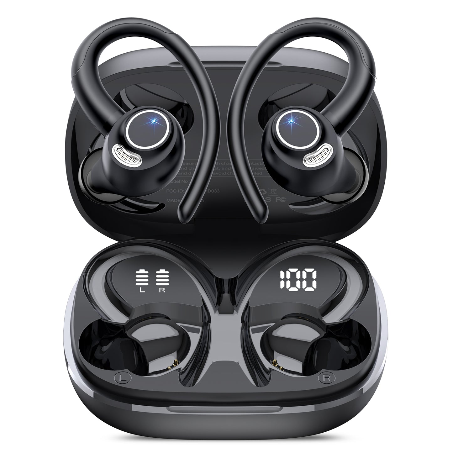 Wireless Earbuds, Bluetooth 5.4 Headphones Sport, Over Ear Buds With ENC Noise Cancelling Mic, 48H, Wireless Earphone With Earhooks, Stereo Deep Bass, IP7 Waterproof ear bud for Workout Running