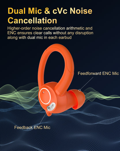 Wireless Earbuds, Bluetooth 5.4 Headphones Sport, Over Ear Buds With ENC Noise Cancelling Mic, 48H, Wireless Earphone With Earhooks, Stereo Deep Bass, IP7 Waterproof ear bud for Workout Running