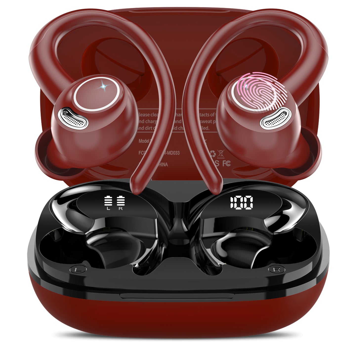 Wireless Earbuds, Bluetooth 5.4 Headphones Sport, Over Ear Buds With ENC Noise Cancelling Mic, 48H, Wireless Earphone With Earhooks, Stereo Deep Bass, IP7 Waterproof ear bud for Workout Running