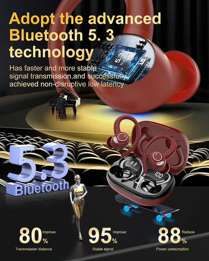 Wireless Earbuds, Bluetooth 5.4 Headphones Sport, Over Ear Buds With ENC Noise Cancelling Mic, 48H, Wireless Earphone With Earhooks, Stereo Deep Bass, IP7 Waterproof ear bud for Workout Running