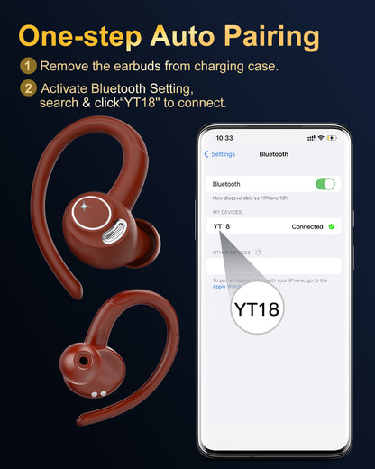 Wireless Earbuds, Bluetooth 5.4 Headphones Sport, Over Ear Buds With ENC Noise Cancelling Mic, 48H, Wireless Earphone With Earhooks, Stereo Deep Bass, IP7 Waterproof ear bud for Workout Running