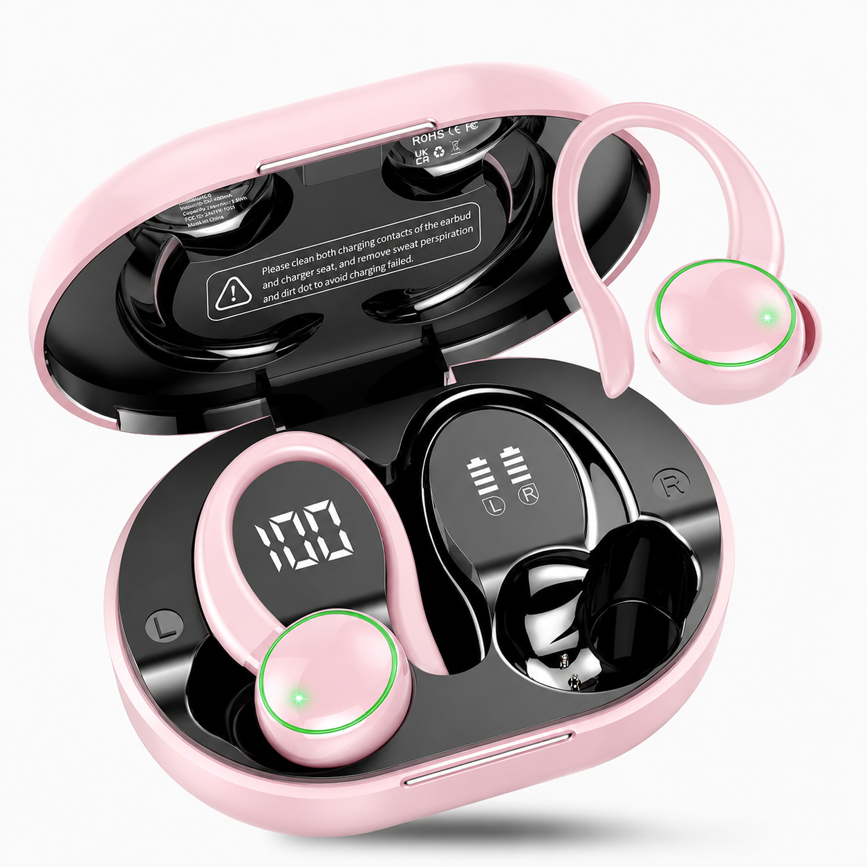 Wireless Earbuds, Bluetooth 5.4 Sports Headphones, 50H Playback Over Ear Earbuds with ENC Noise Cancelling Mic, Deep Bass Fitness Earphones Gym Running Workout with Earhooks, IP7 Waterproof Headset
