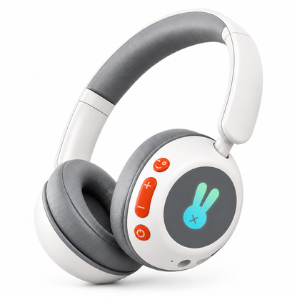 Kids Bluetooth Headphones with Microphone, 3 Safe Volume Modes 74/84/95dB, 48H Battery LED Light Up Foldable Over-Ear Wireless Headset with Audio Cable for Online Learning & Travel