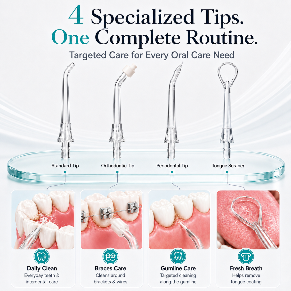 Water Flosser Portable Oral Irrigator, 5 Modes DIY Adjustable Pressure, Detachable Transparent Water Tank, IPX7 Waterproof USB Rechargeable Dental Teeth Cleaner for Braces Sensitive Gums Home Travel