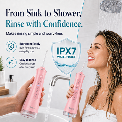 Water Flosser Portable Oral Irrigator, 5 Modes DIY Adjustable Pressure, Detachable Transparent Water Tank, IPX7 Waterproof USB Rechargeable Dental Teeth Cleaner for Braces Sensitive Gums Home Travel
