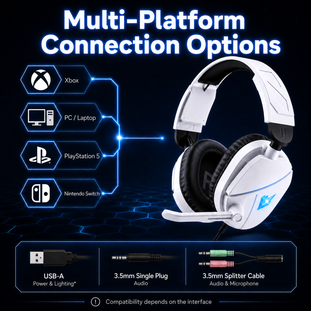 BTOOTOS Gaming Headsets with Noise Cancelling Microphone, Xbox One & PS5 PS4 Headphones, High-Quality Stereo Sound, LED Light, Soft Memory Earmuffs for Ultimate Comfort, Wired over-Ear Headset for PC, Laptop