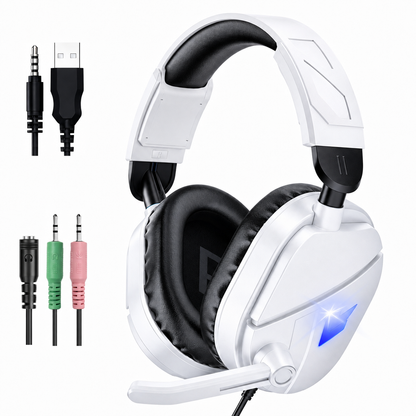 BTOOTOS Gaming Headsets with Noise Cancelling Microphone, Xbox One & PS5 PS4 Headphones, High-Quality Stereo Sound, LED Light, Soft Memory Earmuffs for Ultimate Comfort, Wired over-Ear Headset for PC, Laptop
