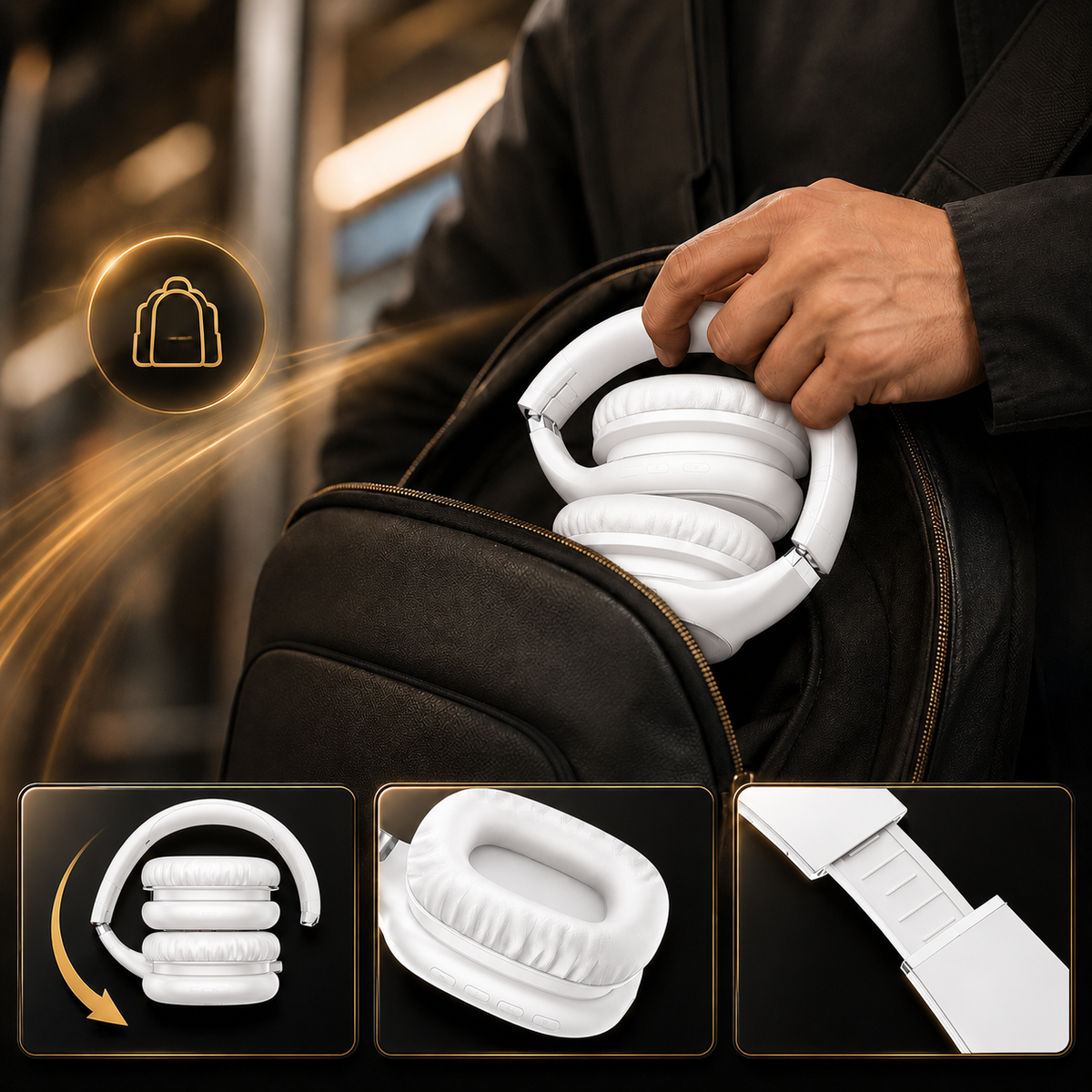 Geryst Bluetooth Headphones, Headphones Wireless Over Ear with Microphone, 40mm Stereo Sound, 20H Playtime, Foldable Headset with Type-C Charging and 3.5mm AUX, for Work Travel Home