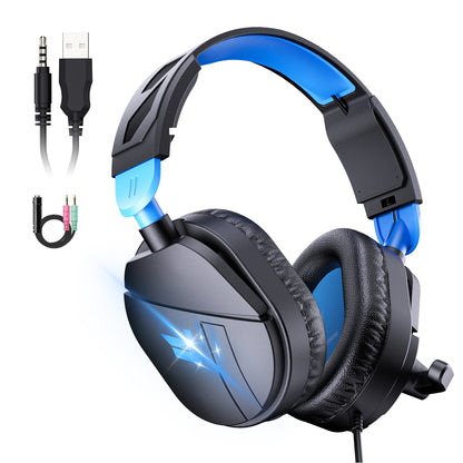 Aptkdoe Gaming Headsets with Noise Cancelling Microphone, Xbox One & PS5 PS4 Headphones, High-Quality Stereo Sound, LED Light, Soft Memory Earmuffs for Ultimate Comfort, Wired Over-Ear Headset for PC, Laptop