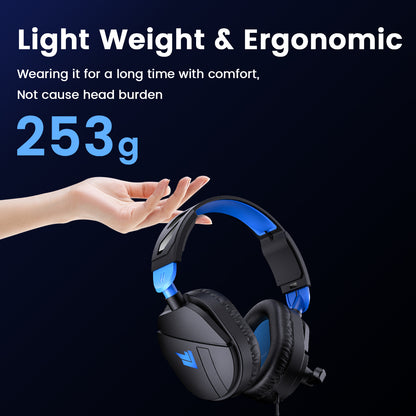 Aptkdoe Gaming Headsets with Noise Cancelling Microphone, Xbox One & PS5 PS4 Headphones, High-Quality Stereo Sound, LED Light, Soft Memory Earmuffs for Ultimate Comfort, Wired Over-Ear Headset for PC, Laptop