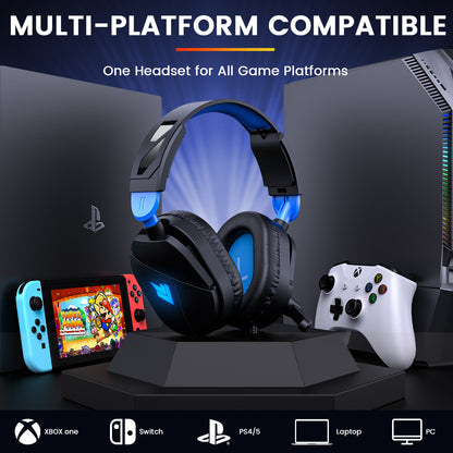 Aptkdoe Gaming Headsets with Noise Cancelling Microphone, Xbox One & PS5 PS4 Headphones, High-Quality Stereo Sound, LED Light, Soft Memory Earmuffs for Ultimate Comfort, Wired Over-Ear Headset for PC, Laptop