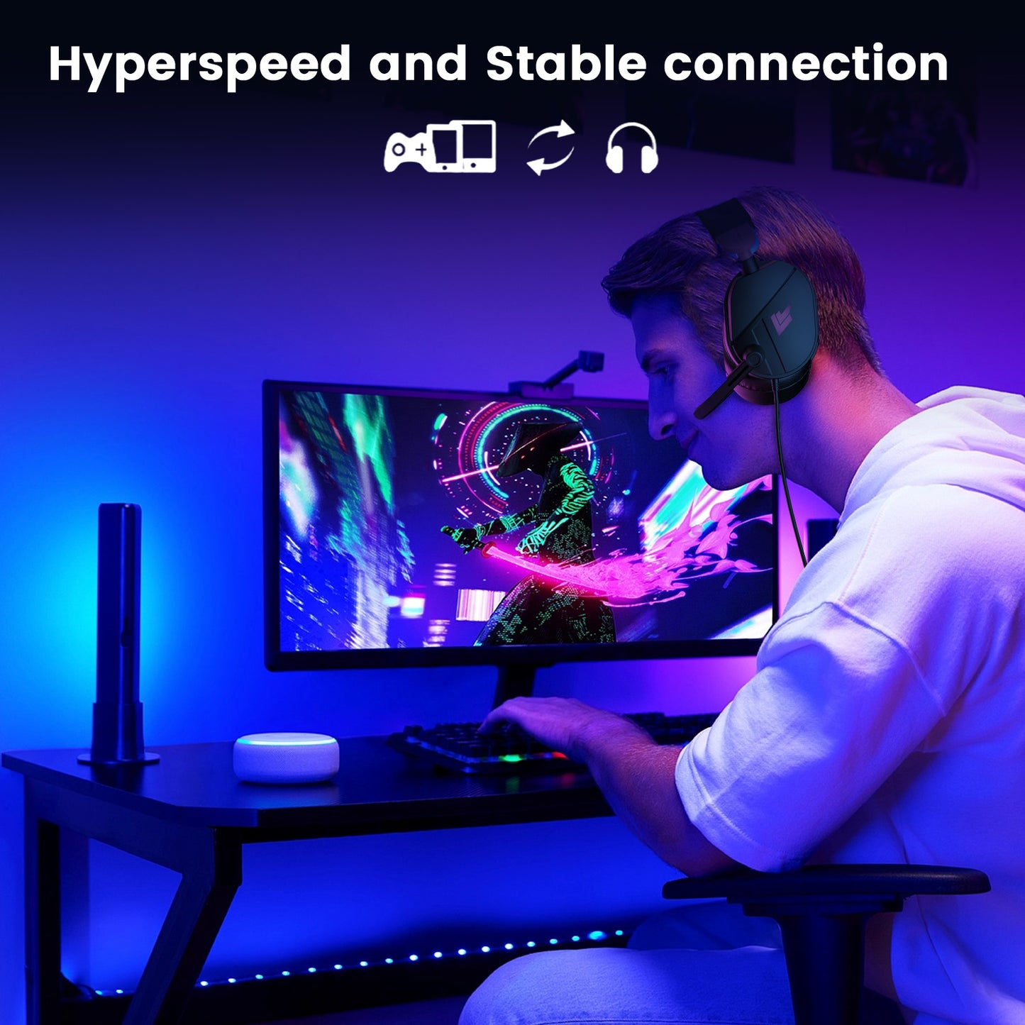 Aptkdoe Gaming Headsets with Noise Cancelling Microphone, Xbox One & PS5 PS4 Headphones, High-Quality Stereo Sound, LED Light, Soft Memory Earmuffs for Ultimate Comfort, Wired Over-Ear Headset for PC, Laptop