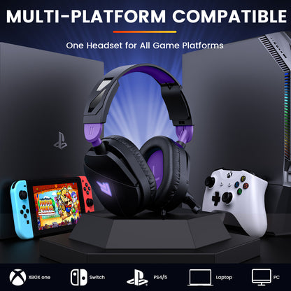 Aptkdoe Gaming Headsets with Noise Cancelling Microphone, Xbox One & PS5 PS4 Headphones, High-Quality Stereo Sound, LED Light, Soft Memory Earmuffs for Ultimate Comfort, Wired Over-Ear Headset for PC, Laptop