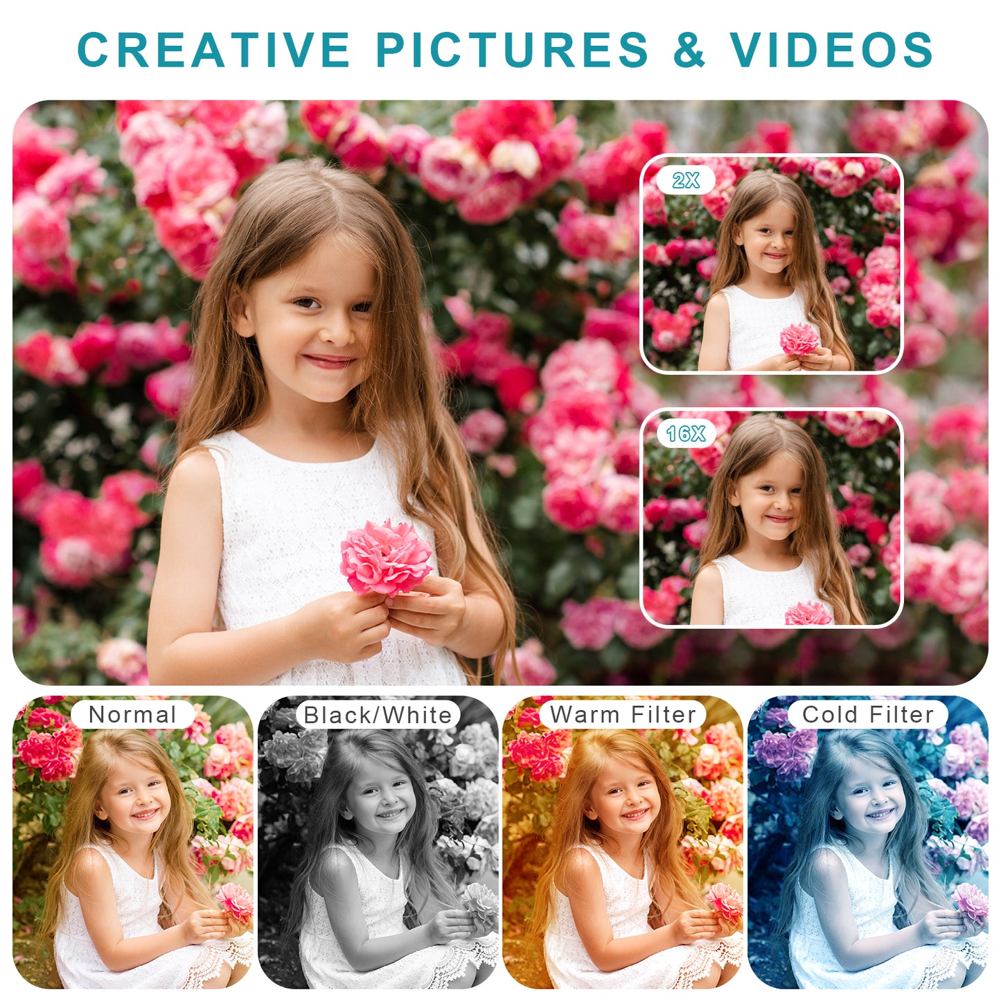 Geryst Digital Camera, Camera for Kids, UHD 4K 48MP Point and Shoot Digital Cameras with 64GB SD Card and 16X Digital Zoom Anti Shake, Compact Portable Small Gift for Boys Girls Students, Black
