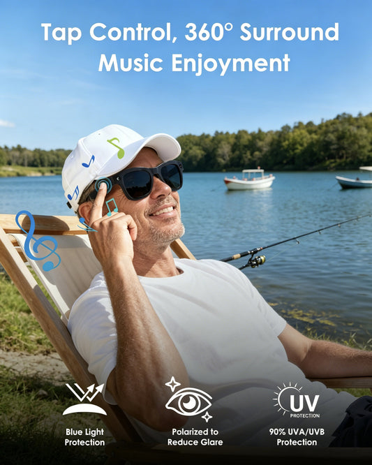 Coucur AI Smart Glasses with Camera, 8MP HD Camera & Video Recording Glasses, 139 Languages Real-Time Translation, ChatGPT Voice Assistant, Open-Ear Audio, Blue Light Blocking for Travel, Meetings &Vlog