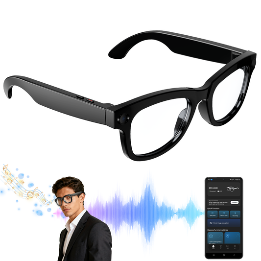 Aptkdoe AI Smart Glasses with Camera, 1080P Video Recording Sunglasses, ENC Noise Reduction, Wireless Music & Calls, Real Time Translation, Open-Ear Audio for Travel, Meetings & Vlogging