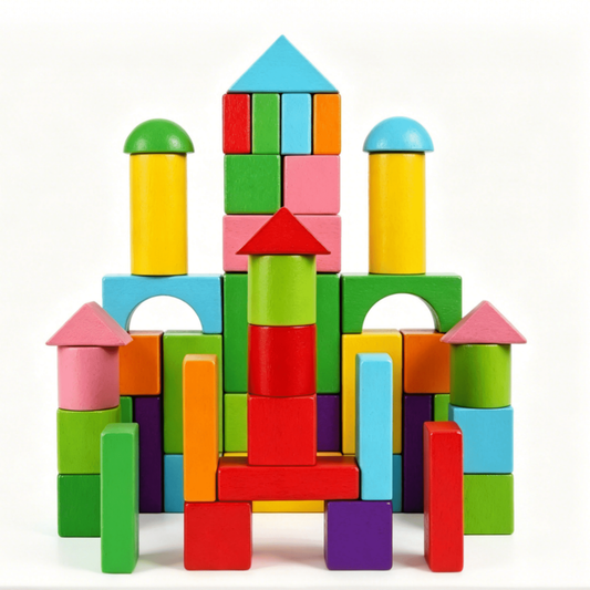 TGGPL Wooden Building Blocks, 50-Piece Set of Sorting & Stacking Toys, Montessori Wood Block Gifts For Preschool Boys & Girls, Classic Toddler Toys for Girls & Boys Ages 2+