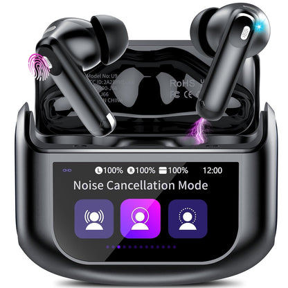 Btootos Touch Screen Wireless Earbuds, Headphones Bluetooth 5.4 Ear Buds with ANC and ENC Clear Calls, 48H Noise Cancelling Earbud, 14.2mm Deep Bass, 5 EQ Modes, IPX7 Waterproof Earphones, for iOS Android