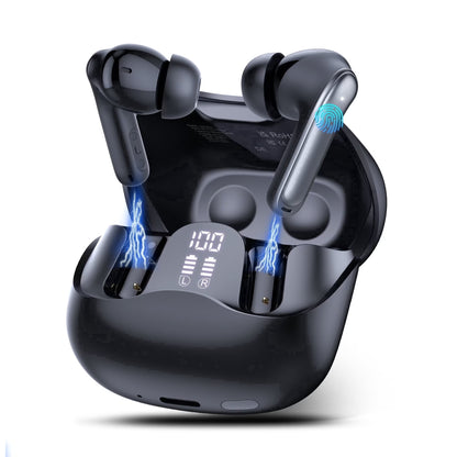 BTOOTOS Wireless Earbuds Bluetooth 5.4 Headphone, 48H Deep Bass LED Power Display Earphones with 6 Mic, Clear Call Ear Buds AI Noise Cancelling ,IPX7 Waterproof in-Ear Earbuds for Android IOS