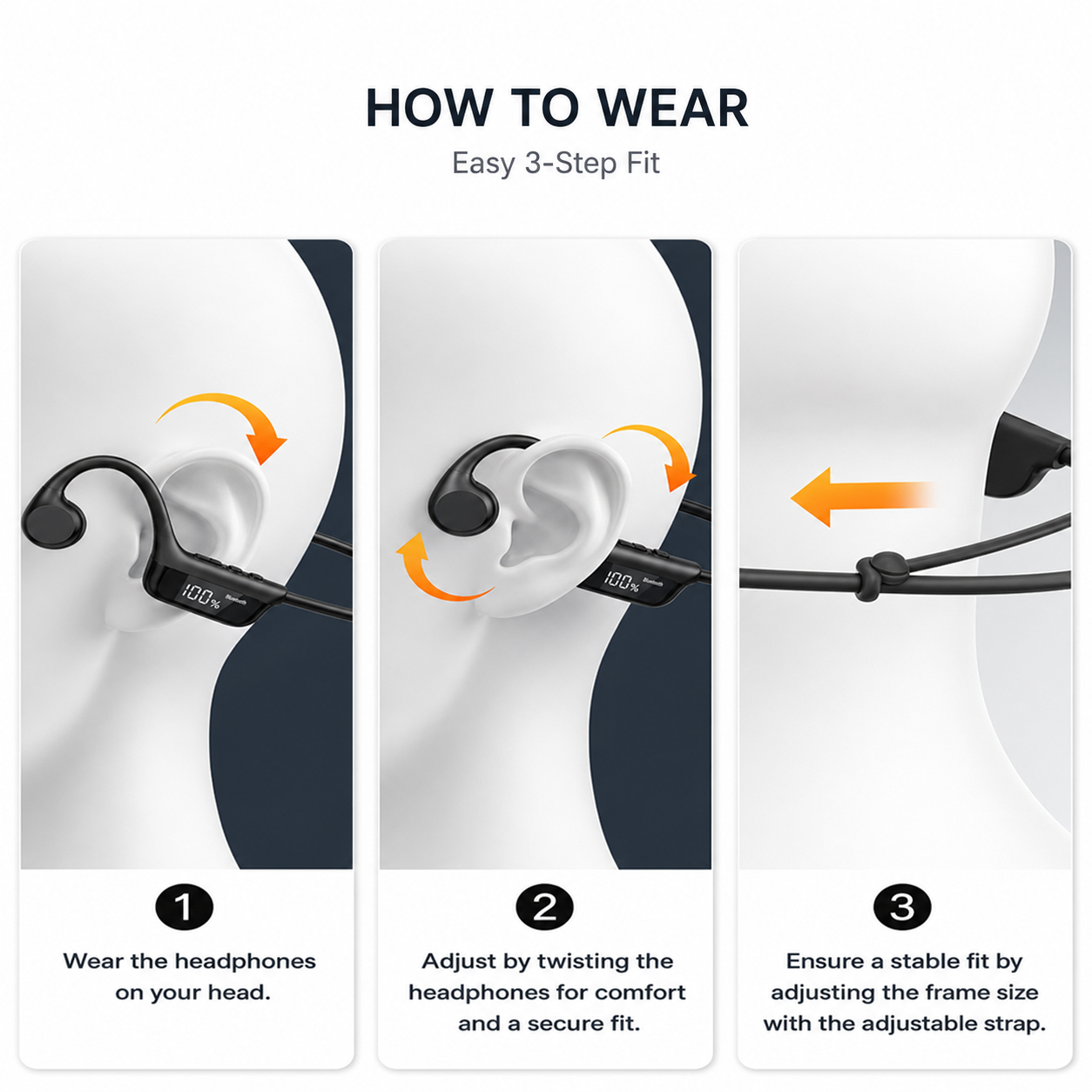 BTOOTOS Bone Conduction Headphones, Bluetooth 6.0 Open-Ear Design with Dual Drivers, LED Display, IP67 Waterproof and 12-Hour Playtime for Running