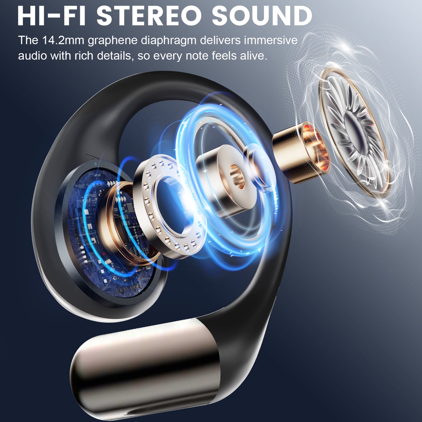 Btootos Open Ear Earbuds, Non-In-Ear Comfortable Earhook Wireless Earbuds with Bluetooth 6.0 and ENC Clear Calls, 48H Playtime, Bluetooth Headphones for Sport, Travel & Daily Wear, Waterproof Earphones