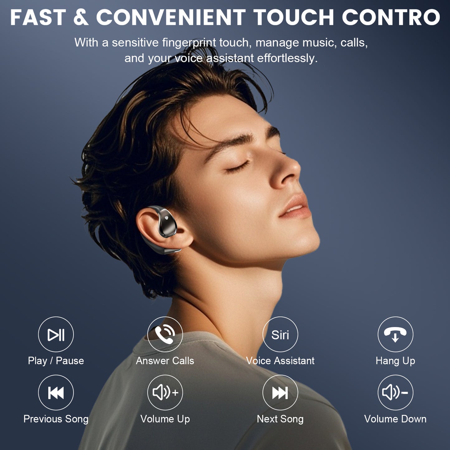 Btootos Open Ear Earbuds, Non-In-Ear Comfortable Earhook Wireless Earbuds with Bluetooth 6.0 and ENC Clear Calls, 48H Playtime, Bluetooth Headphones for Sport, Travel & Daily Wear, Waterproof Earphones