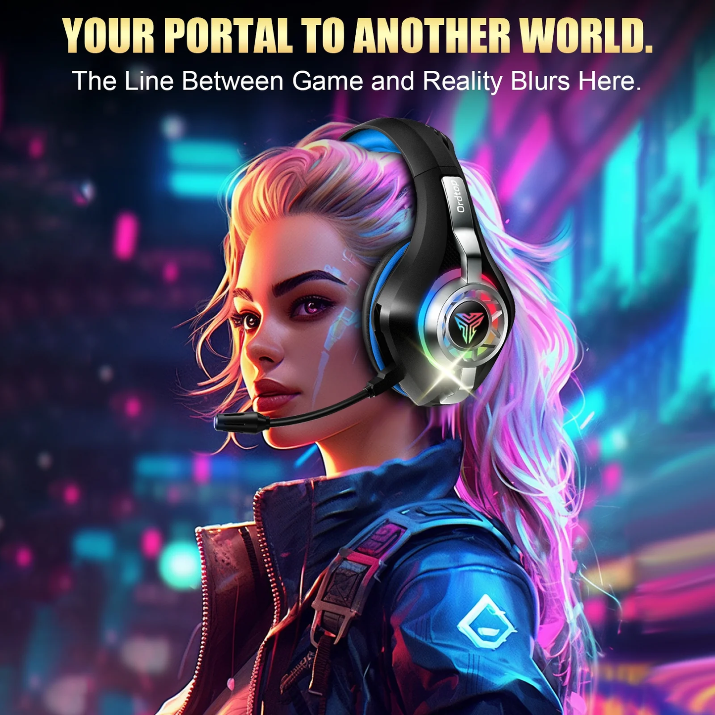 Geryst 2.4GHz Wireless Gaming Headset for PS4/PS5/Xbox/Switch/PC, Bluetooth Over Ear Headphones with ENC Noise Cancelling Mic,7.1 Stereo Surround Sound, 40mm Drivers, RGB Light, 45H Battery Gaming Headphone