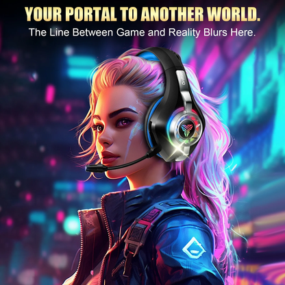 Geryst 2.4GHz Wireless Gaming Headset for PS4/PS5/Xbox/Switch/PC, Bluetooth Over Ear Headphones with ENC Noise Cancelling Mic,7.1 Stereo Surround Sound, 40mm Drivers, RGB Light, 45H Battery Gaming Headphone