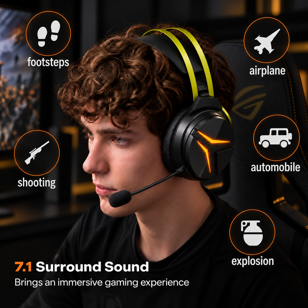 Geryst 2.4GHz Wireless Gaming Headset for PS5/PS4/Switch/PC, Bluetooth Over Ear Gaming Headphones with USB-C Wired Mode, 20ms Low Latency, 50mm Drivers, Noise Cancelling Mic, 40H Battery, green LED Lights