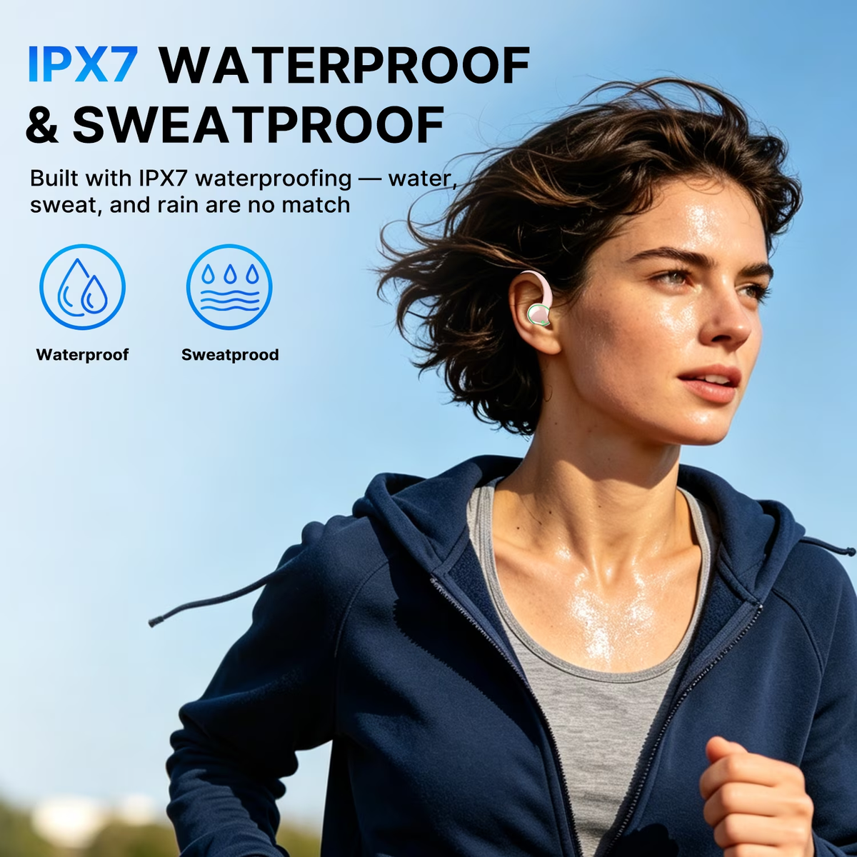 Btootos Wireless Earbuds, Bluetooth 5.4 Sports Headphones, 50H Playback Over Ear Earbuds with ENC Noise Cancelling Mic, Deep Bass Fitness Earphones Gym Running Workout with Earhooks, IP7 Waterproof Headset