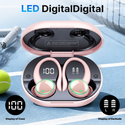 Btootos Wireless Earbuds, Bluetooth 5.4 Sports Headphones, 50H Playback Over Ear Earbuds with ENC Noise Cancelling Mic, Deep Bass Fitness Earphones Gym Running Workout with Earhooks, IP7 Waterproof Headset