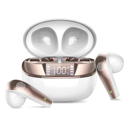 Wireless Earbuds, New Bluetooth Headphones in-Ear HiFi Stereo with ENC mic, 48H Playback Wireless Headphones with LED Display, IP7 Waterproof in-Ear Earphone for iOS Andriod Sport/Workout/Running