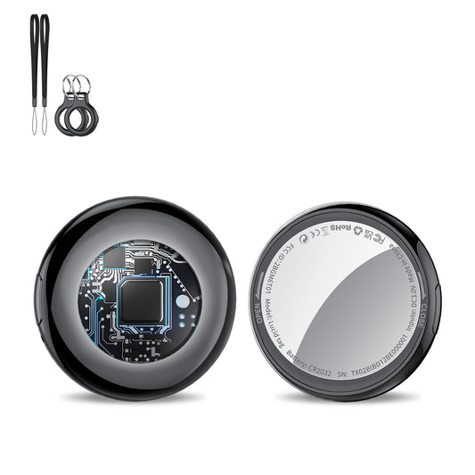 Tukio Bluetooth Tracker, 2-Pack Smart Air Tag, Key Finder and Item Locator Works with Apple Find My (iOS Only), with Protective Case/Key Ring/Lanyard, Tracker Tag for Keys/Luggage/Wallet, etc.