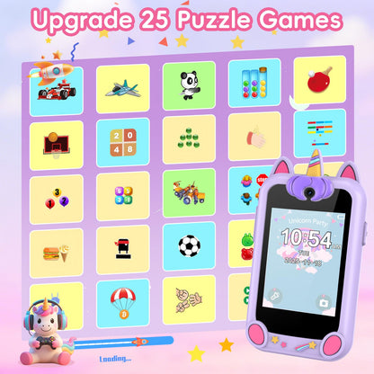 Kids Smart Phone Toy for Boys Girls, 2.8" Touchscreen Toddler Learning Cell Phone Toy with Dual Camera, Games, Music Player, 8GB TF Card, Type-C Rechargeable