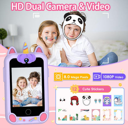Kids Smart Phone Toy for Boys Girls, 2.8" Touchscreen Toddler Learning Cell Phone Toy with Dual Camera, Games, Music Player, 8GB TF Card, Type-C Rechargeable