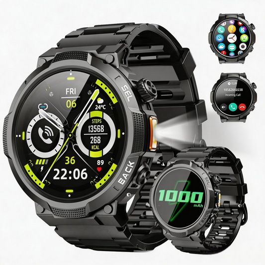Smart Watches for Men (Answer/Make Call), 1.53" HD Military Smartwatch, 50+ Days Extra-Long Battery Life Fitness Tracker, Flashlight/110+Sports/Sleep Monitor/IP68 Waterproof Android iOS