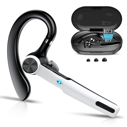 BTOOTOS Bluetooth Headset, Single-Ear Bluetooth Earpiece with ENC Mic with HiFi Stereo Sound, 72 Hours Talking Time Wireless Headset V5.3 with 400mAh Charging Case for iOS Android Cell Phones, White