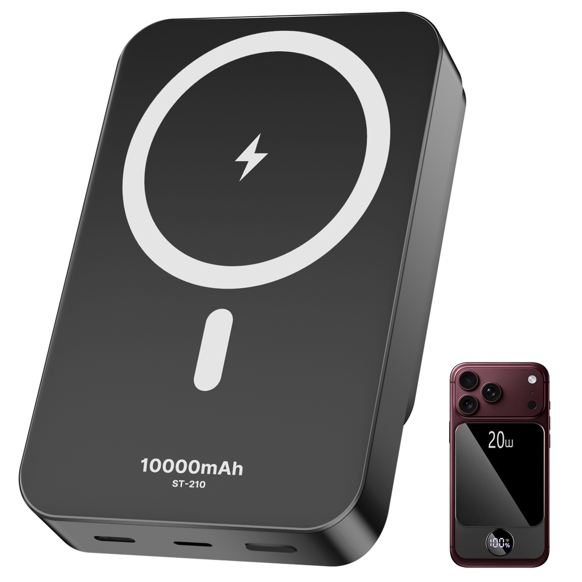 Btootos Magnetic Wireless Portable Charger, 10000mAh Power Bank with PD20w Fast Charging, USB C in&Out Battery Pack, Compatible with Mag-Safe for iPhone 18/17/16/15/14/13 Series, Samsung, Android, and More